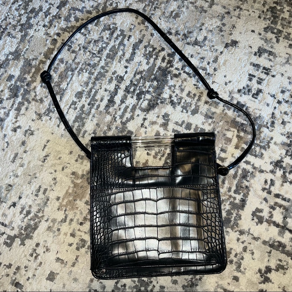 Beis The Crossbody in Black Croc